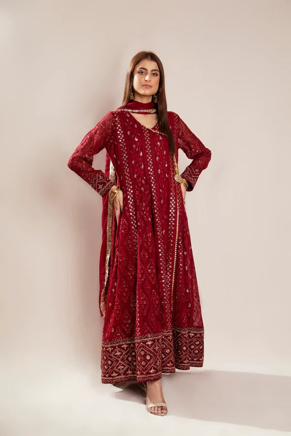 Maroon Embroided Angrakha