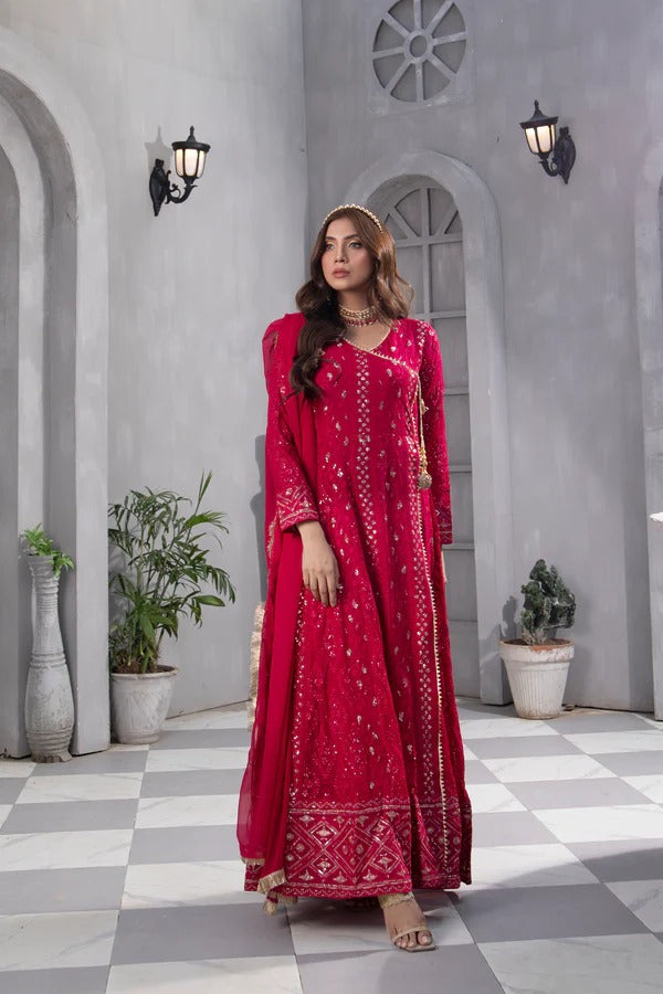 Shocking Pink Embroided Angrakha