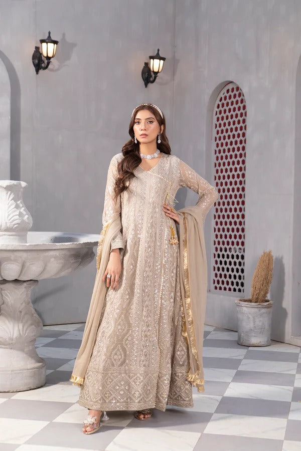 Camel Brown Emboided Angrakha