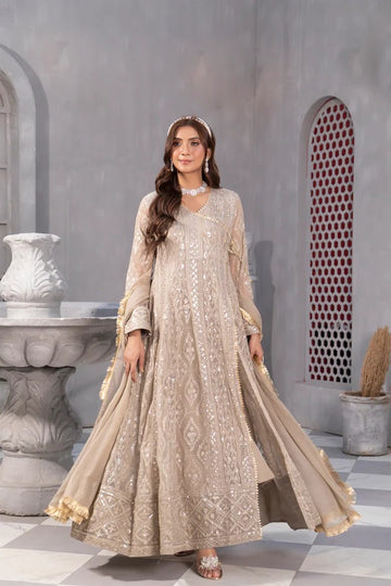 Camel Brown Emboided Angrakha