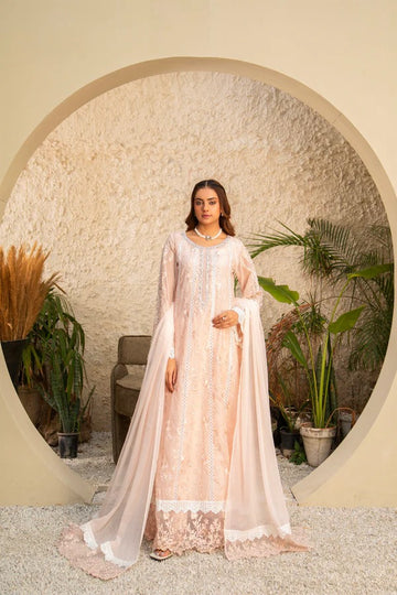 Peach Net Embellished Maxi