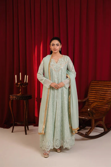 Mint Green Chiffon Embellished Maxi