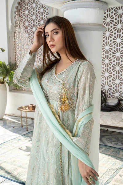 Ice Blue Embroided Angrakha