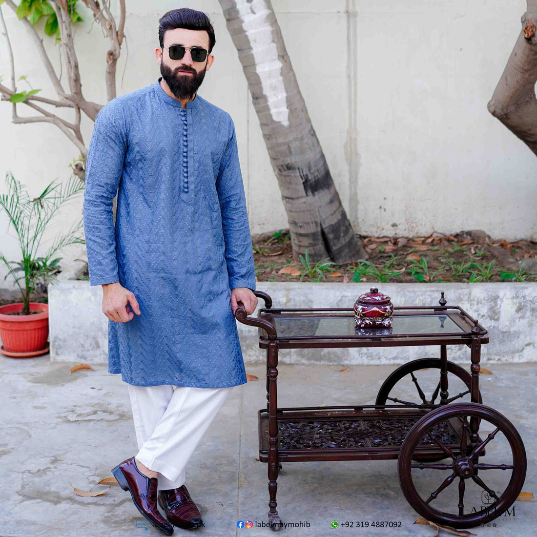 Faded Blue Chikankari Kurta