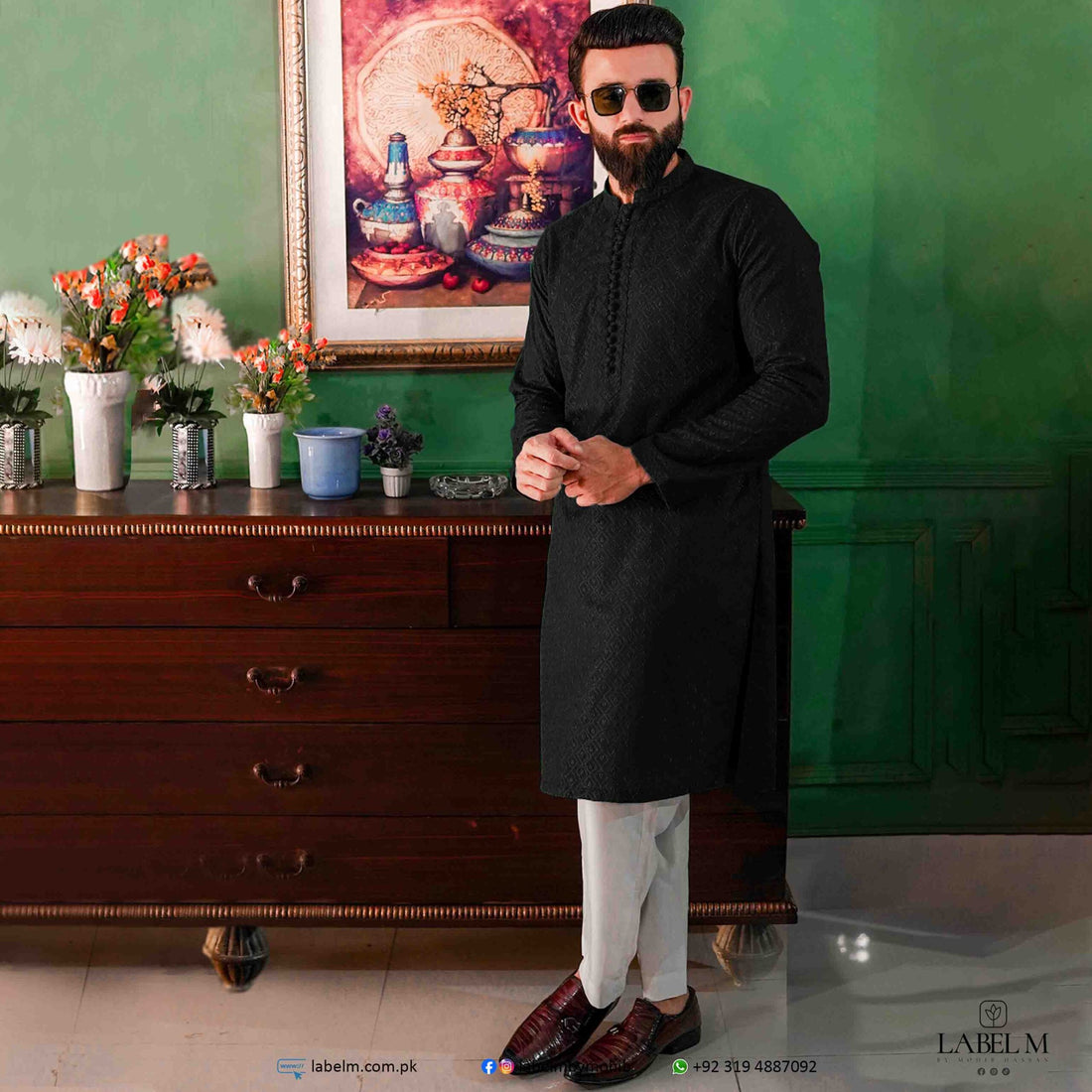 Black Chikankari Kurta