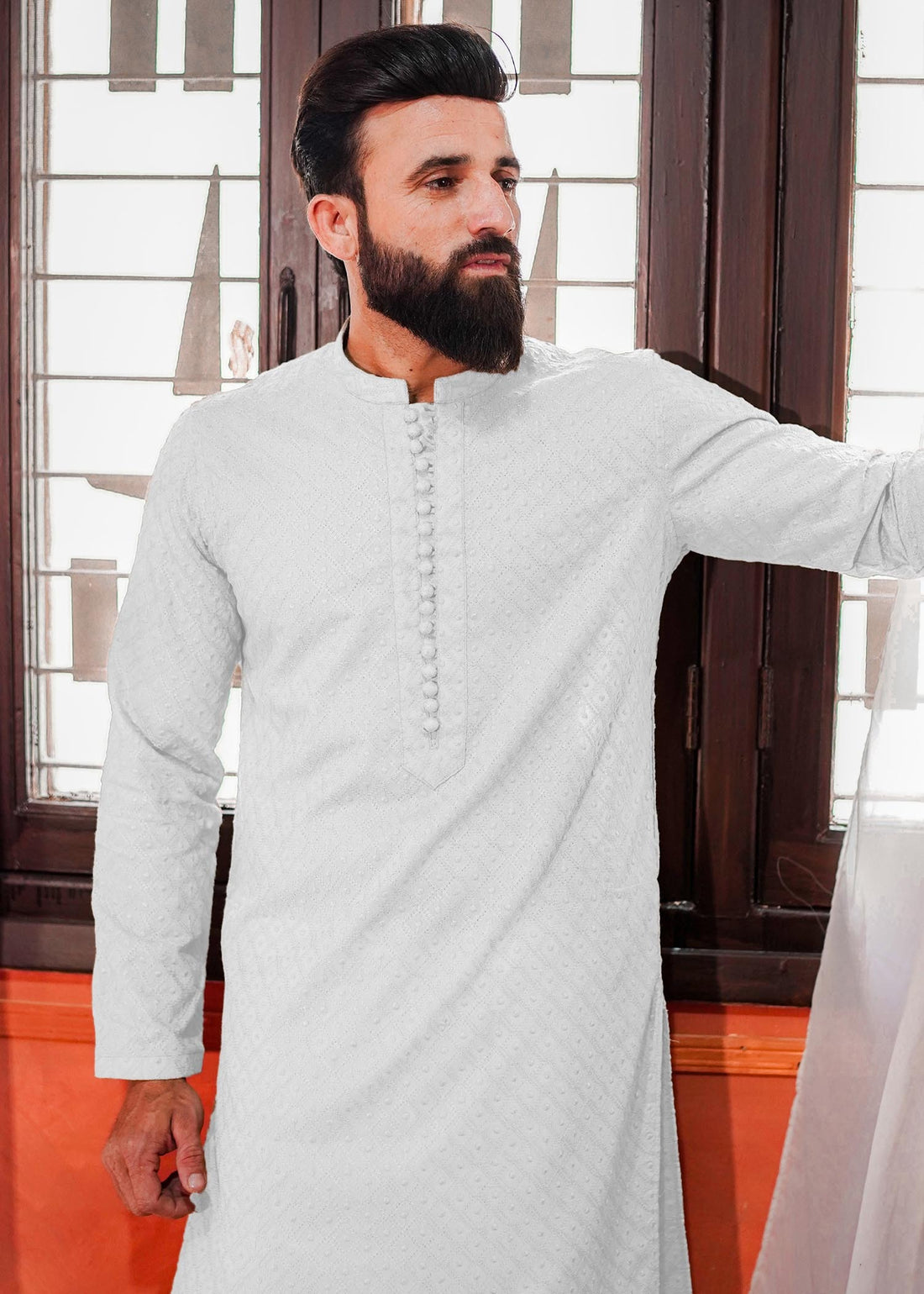 Off White Chikankari Kurta