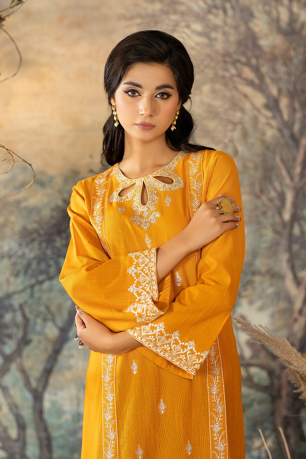 LW2-06 Mustard Embroidered 2Pc