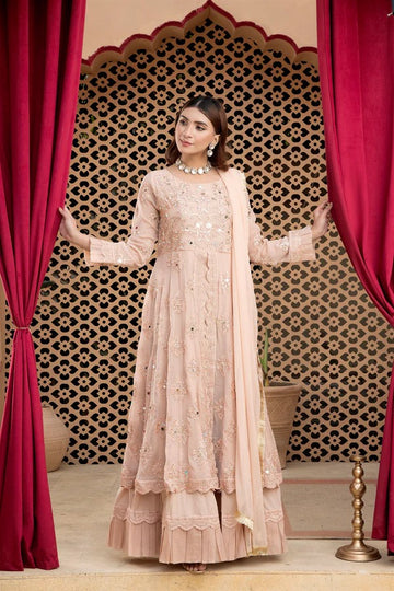 Peach Mirror Sequin Frock