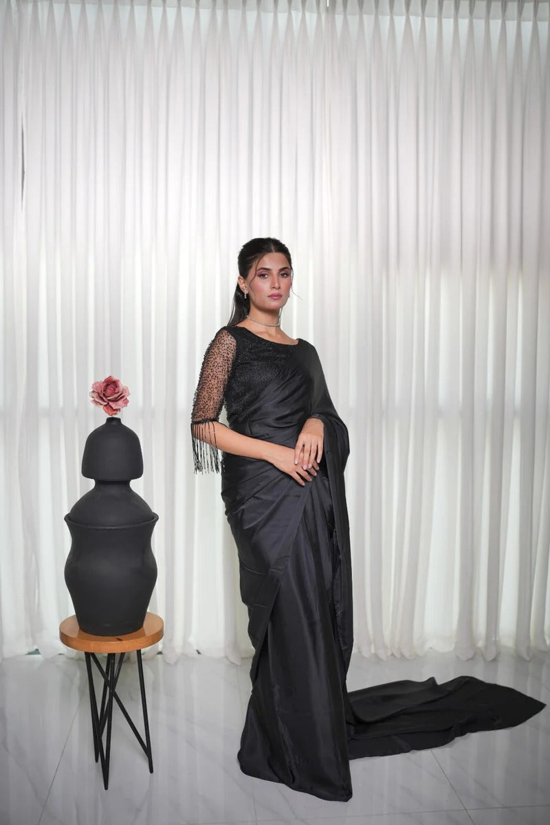 Black Cutdana Saree