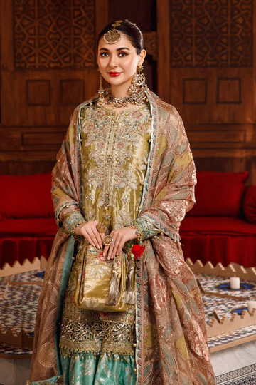 Maria.B Embroidered – Salmon and Leaf Green (BD-2503)