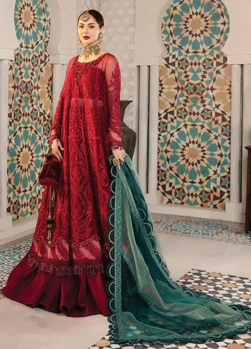 Maria.B Embroidered Luxury Chiffon Reddish Mahroon D2