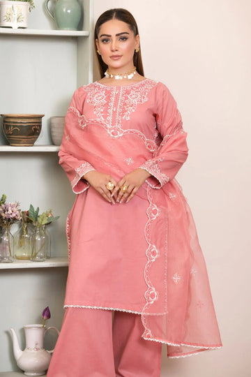 Embroidered Cotton Suit - 7071