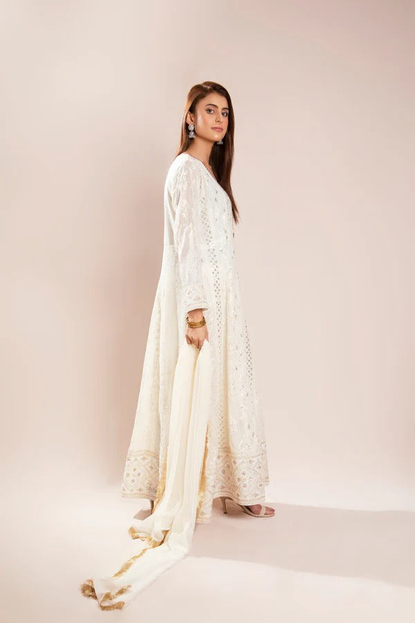 Off White Embroided Angrakha