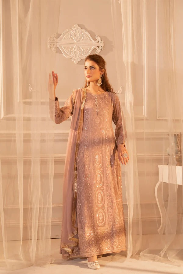 TAN Chiffon Embellished Maxi