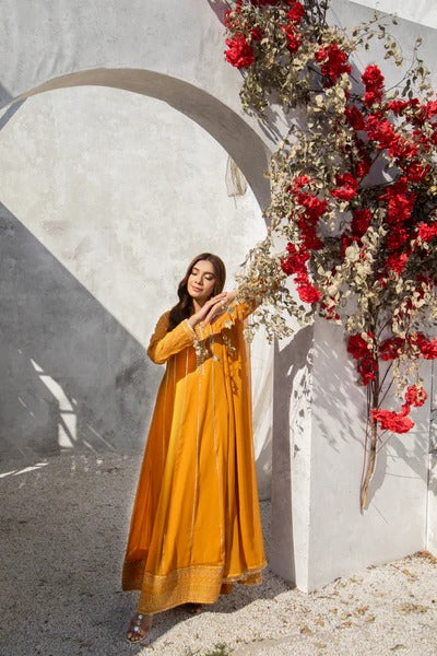 Orange Embroided Maxi