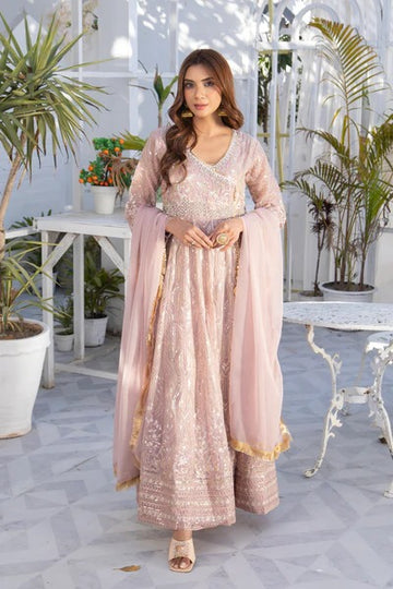 Peach Embroided Angrakha