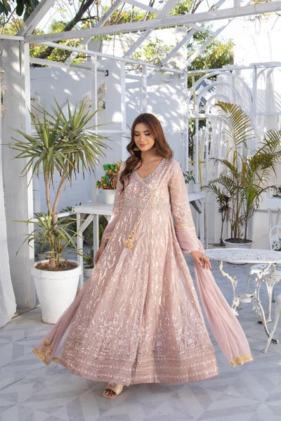 Peach Embroided Angrakha
