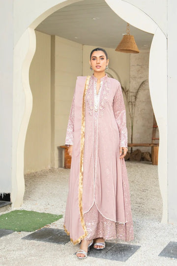 Lilac Chiffon Embellished Maxi