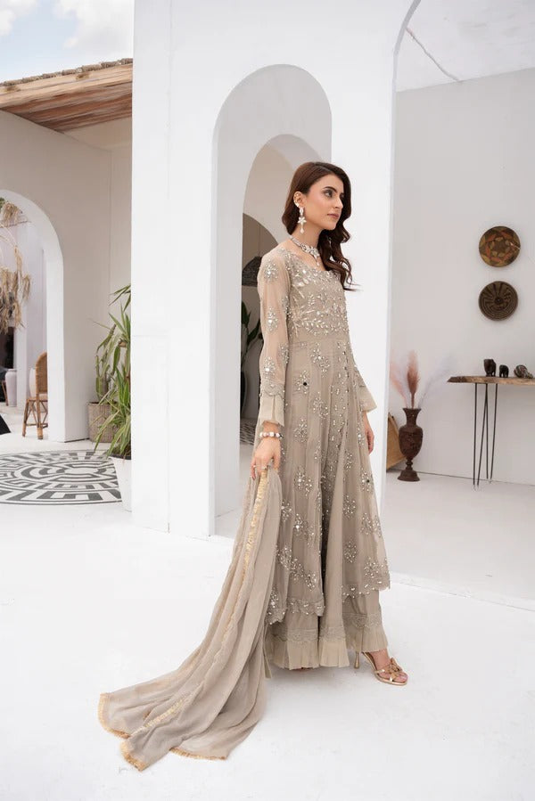 Camel Brown Mirror Sequin Frock