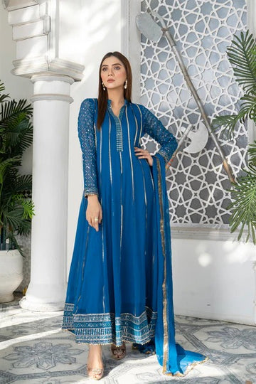 Aqua Embroided Maxi