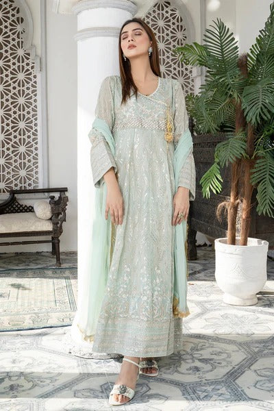 Ice Blue Embroided Angrakha