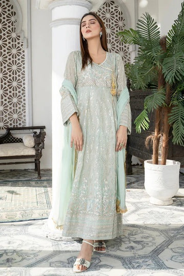 Ice Blue Embroided Angrakha