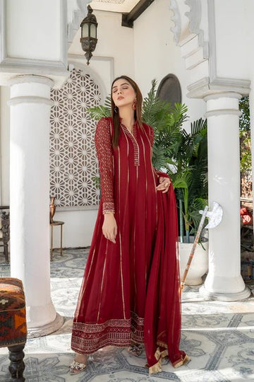 Maroon Embroided Maxi