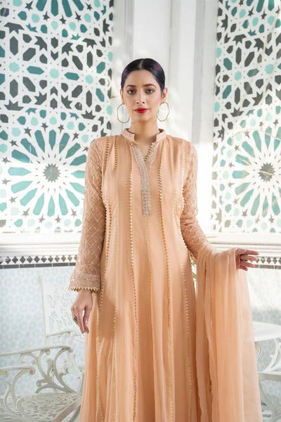 Peach Embroided Maxi