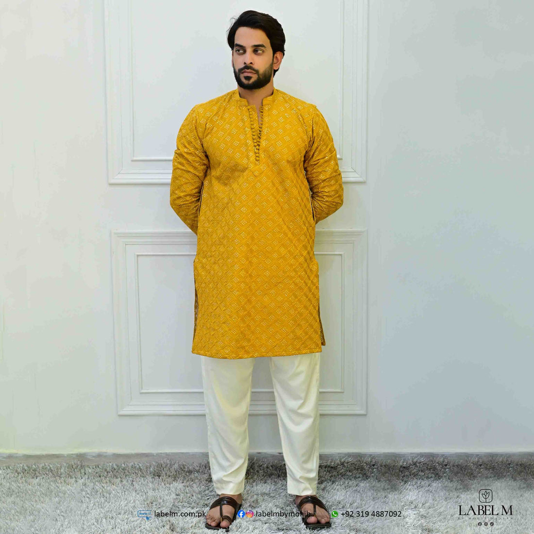 Mustard Raw Silk Embroidered Kurta