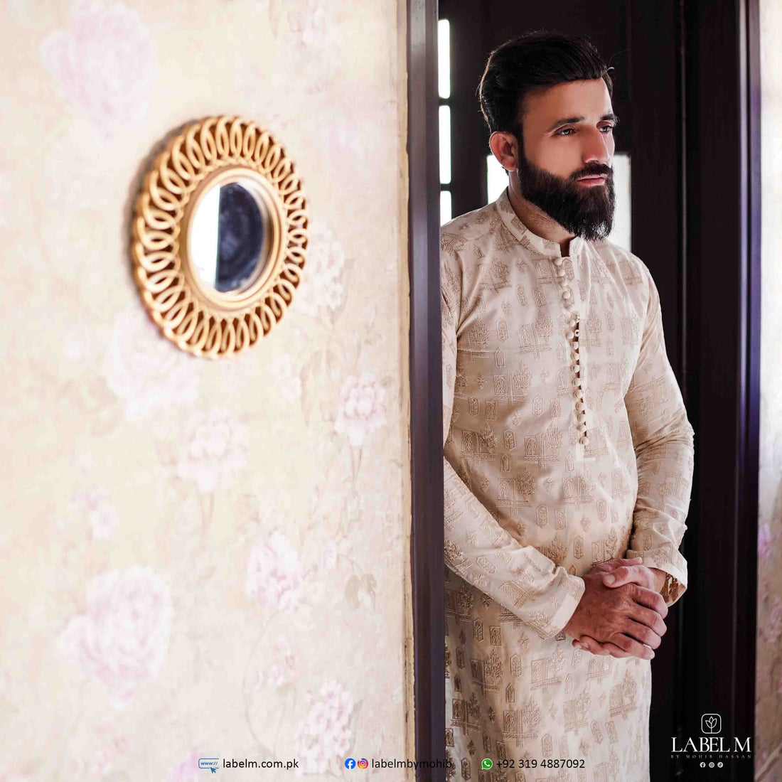 Light Fawn Embroidered Fabric Kurta