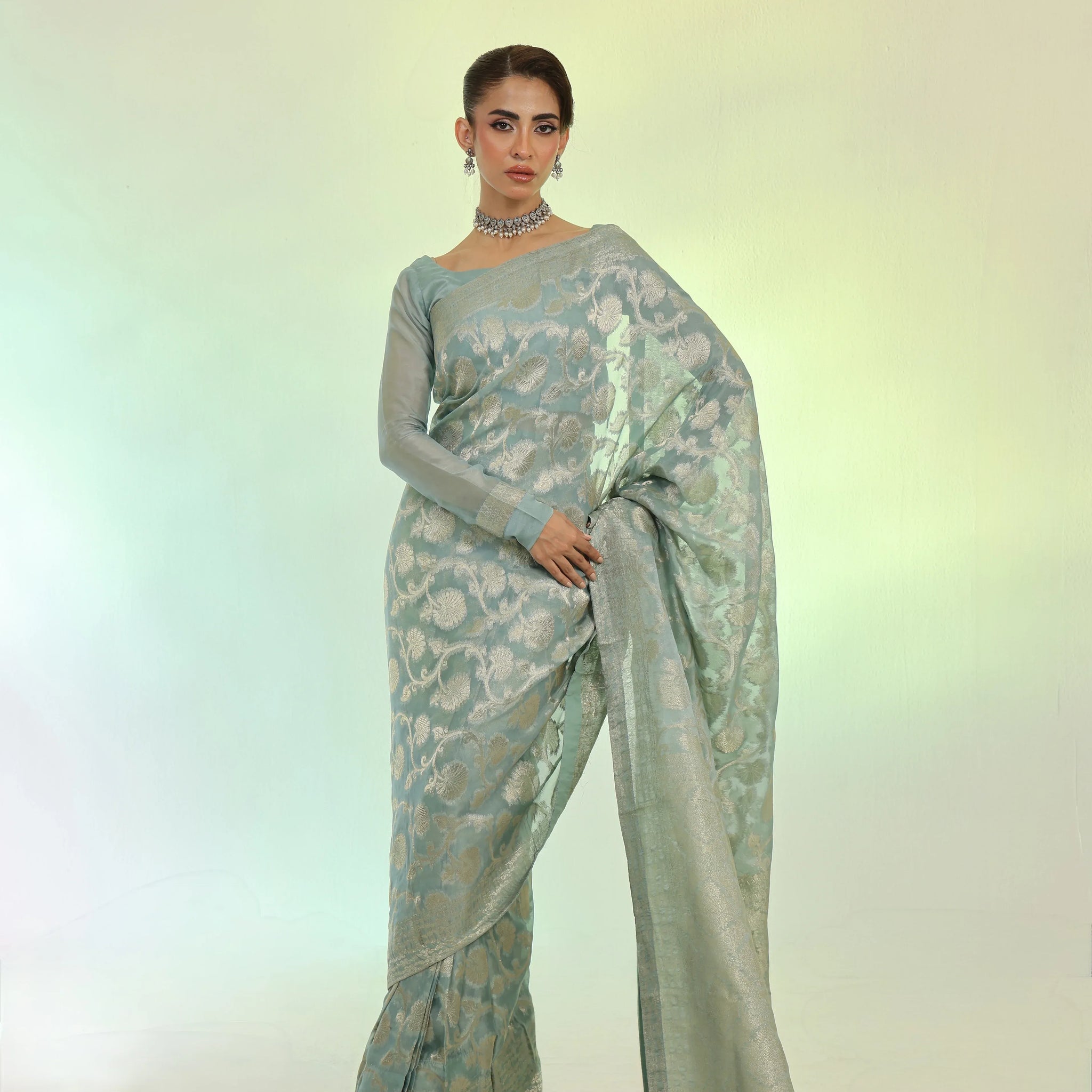 Mint Banarsi Saree