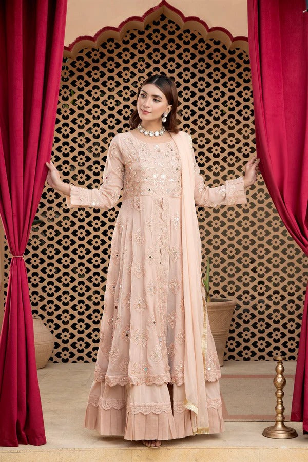 Peach Mirror Sequin Frock