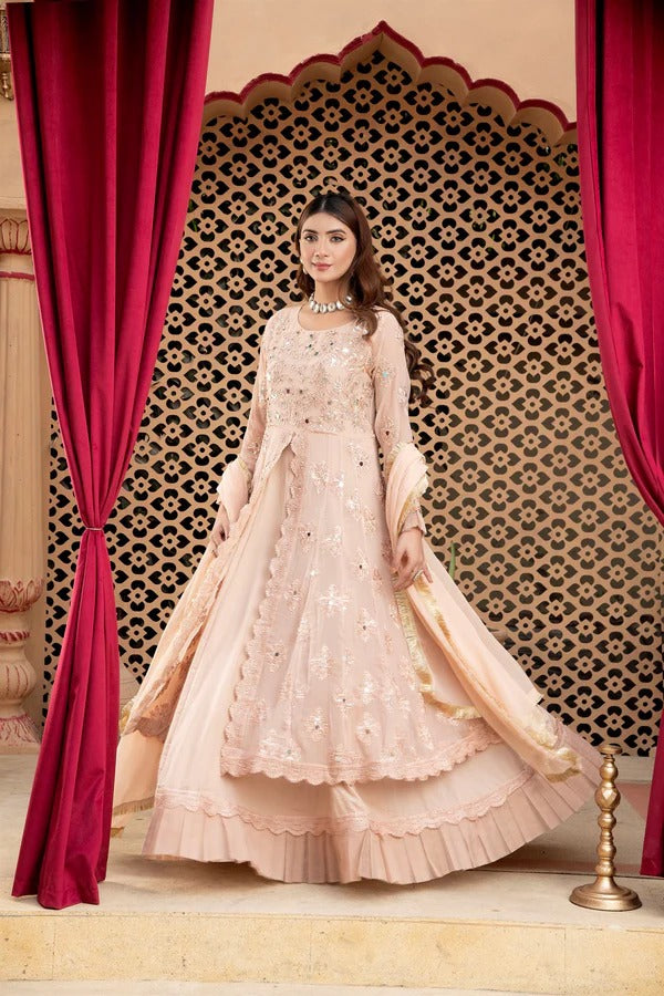 Peach Mirror Sequin Frock