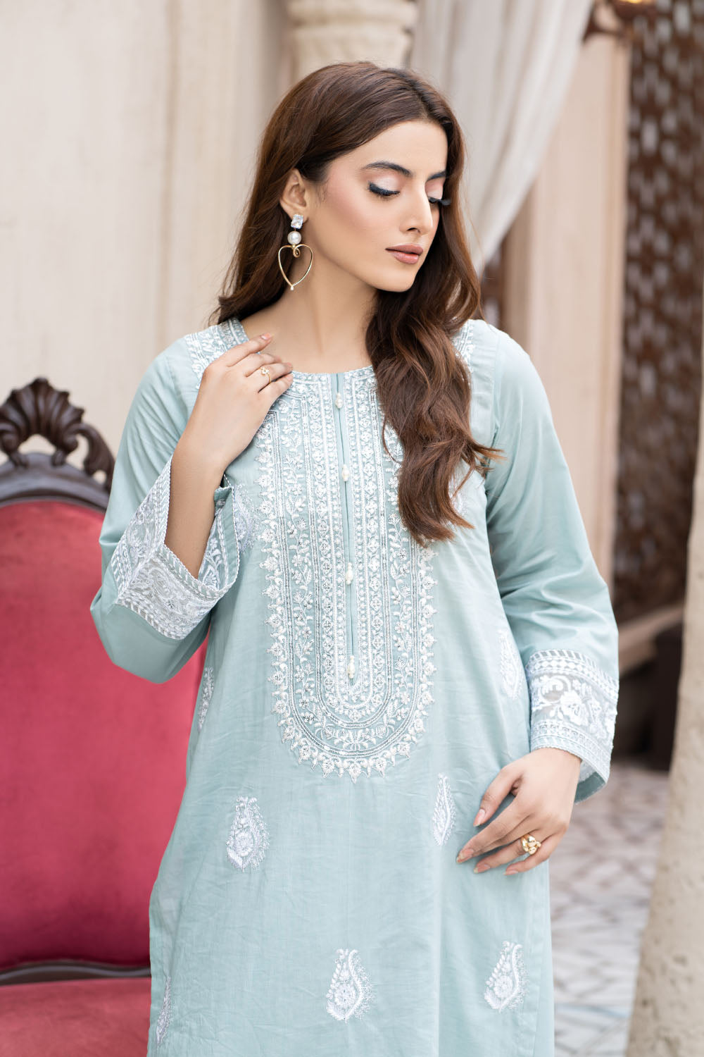 Embroidered Lylic Suit - 2756