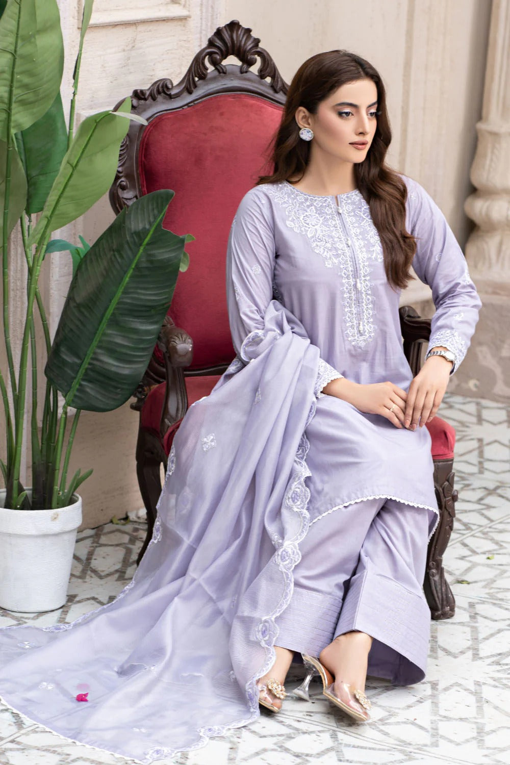 Embroidered Cotton Suit - 2757