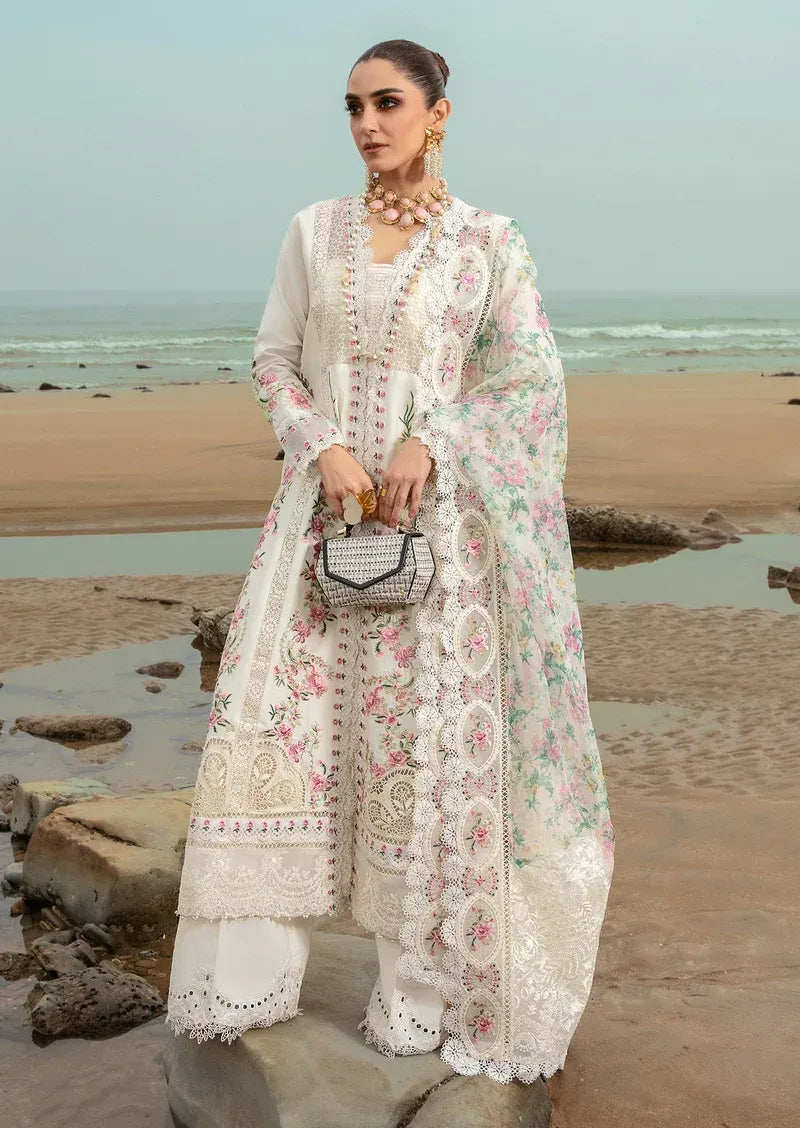 Saira Shakira Luxury Lawn24 D4B Dove's Song - Cloud